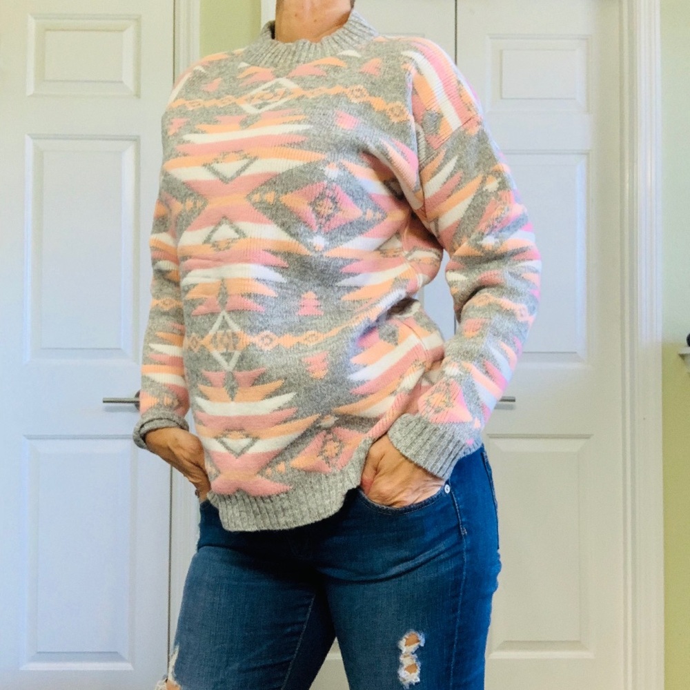 Vintage 80’s Pastel Southwest Pattern Sweater SzMd